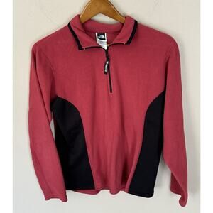 The North Face Top Womens Large 1/4 Zip Pullover Fleece Red Fleece